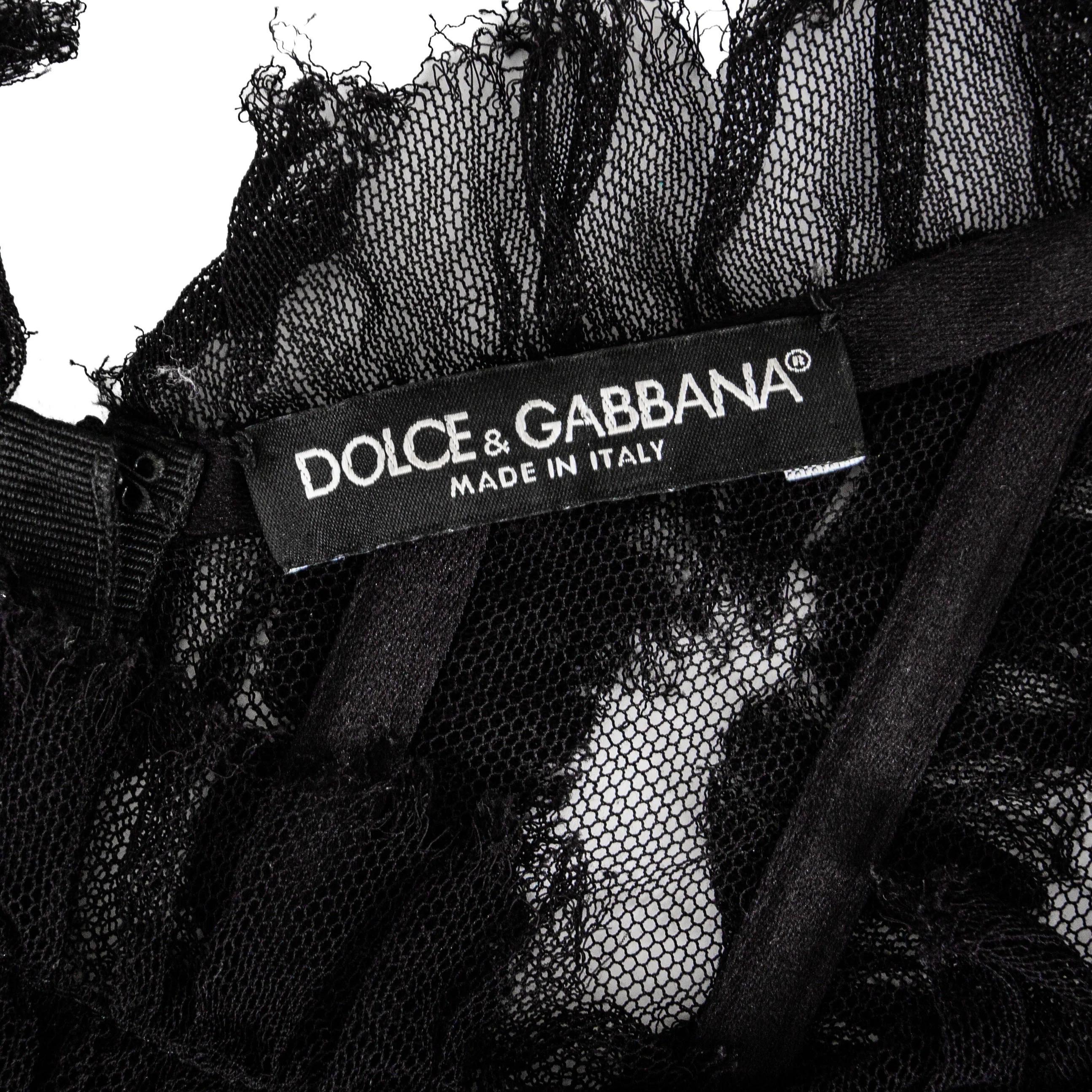 Dolce & Gabbana 2017 Black Stretch Tulle Ruffled Bustier Top 4