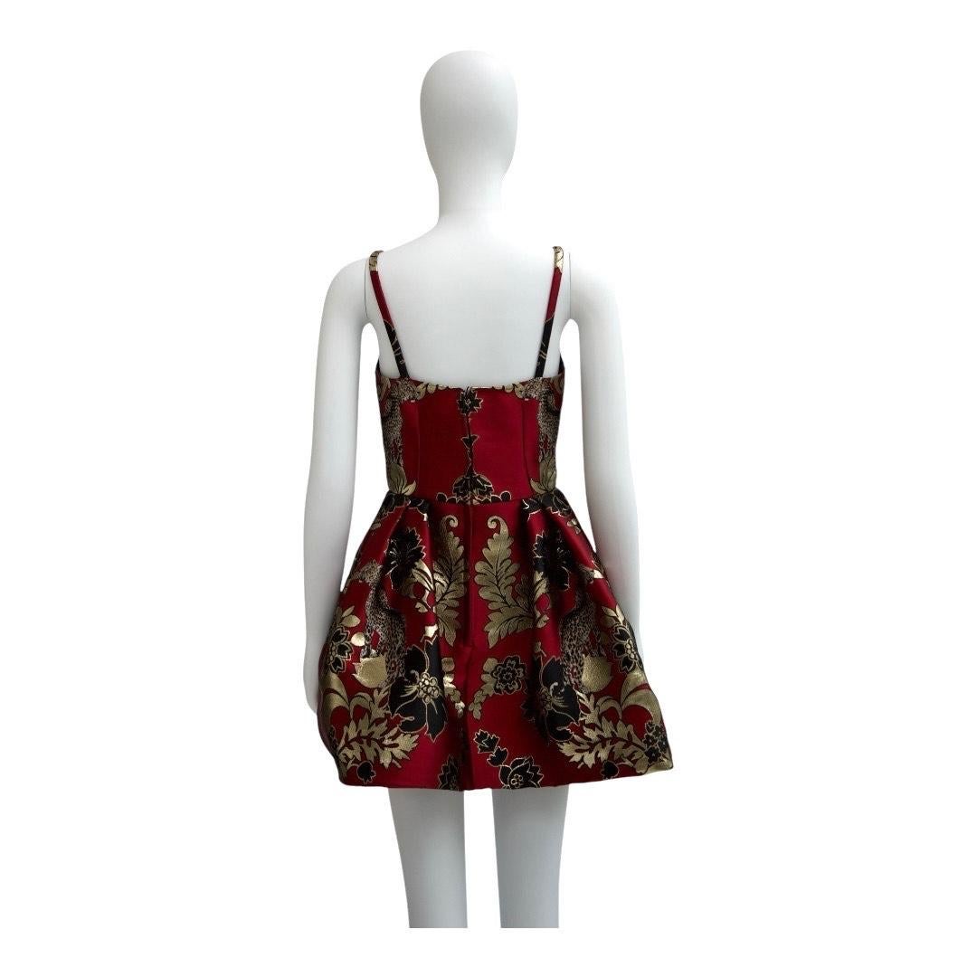 Women's Dolce & Gabbana 2019 Red & Gold Brocade Mini Dress For Sale