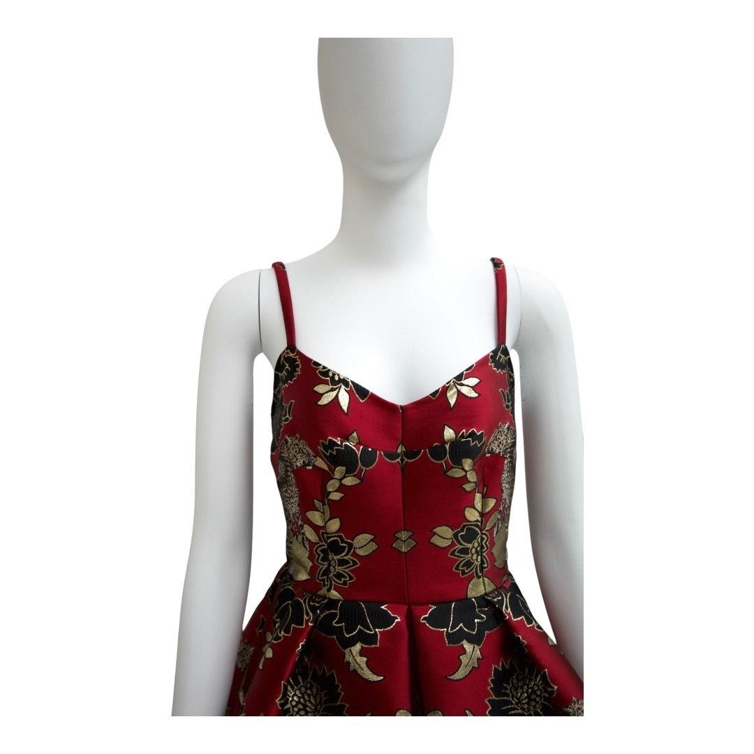 Black Dolce & Gabbana 2019 Red & Gold Brocade Mini Dress For Sale