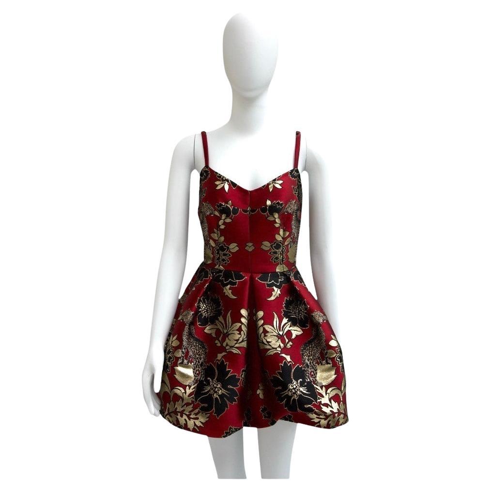 Dolce & Gabbana 2019 Red & Gold Brocade Mini Dress For Sale