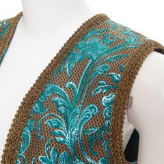 DOLCE GABBANA 2021 gold metallic baroque floral jacquard braid trim bolero vest