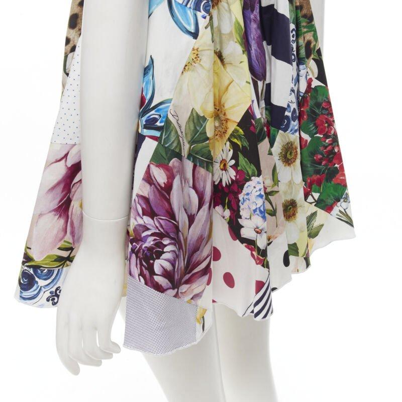 DOLCE GABBANA 2021 mixed patchwork floral boned bustier flared dress IT38 XS 4