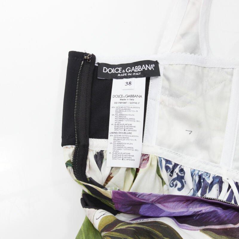 DOLCE GABBANA 2021 mixed patchwork floral boned bustier flared dress IT38 XS 5