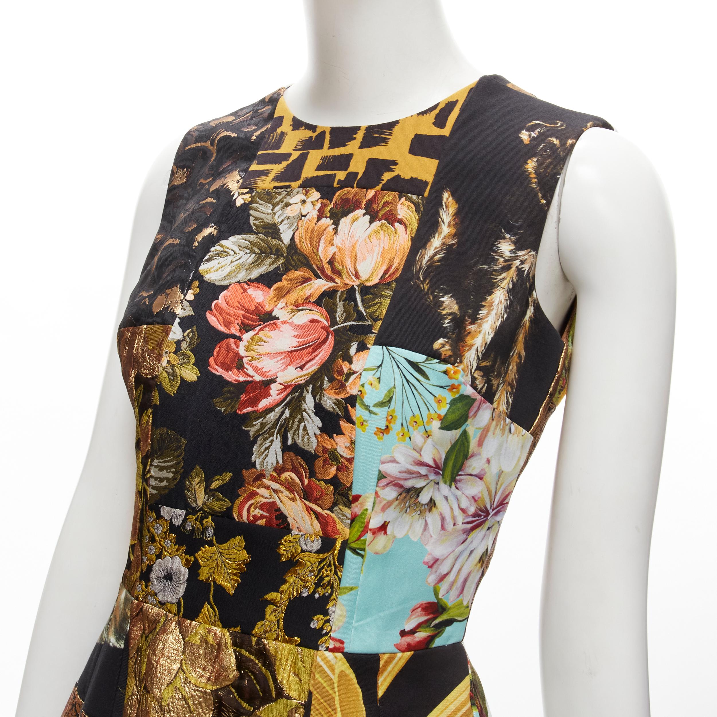 DOLCE GABBANA 2021 patchwork jacquard fabric panelled mini dress IT38 XS
Brand: Dolce Gabbana
Designer: Domenico Dolce and Stefano Gabbana
Collection: 2021 
Material: Mixed Materials
Color: Mixed
Pattern: Solid
Closure: Zip
Extra Detail: Mixed