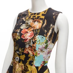 DOLCE GABBANA 2021 patchwork jacquard fabric panelled mini dress IT38 XS