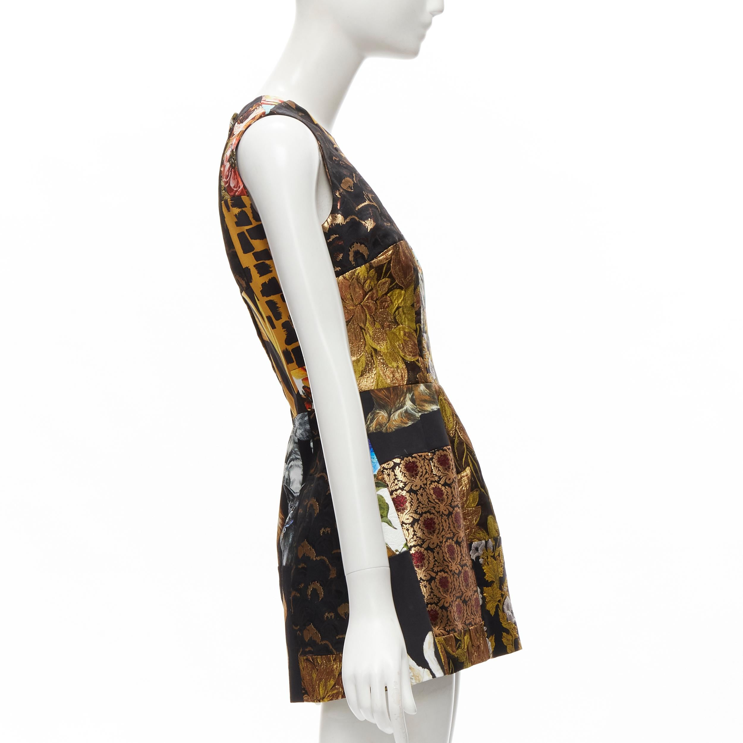 Women's DOLCE GABBANA 2021 patchwork jacquard fabric panelled mini dress IT38 XS For Sale