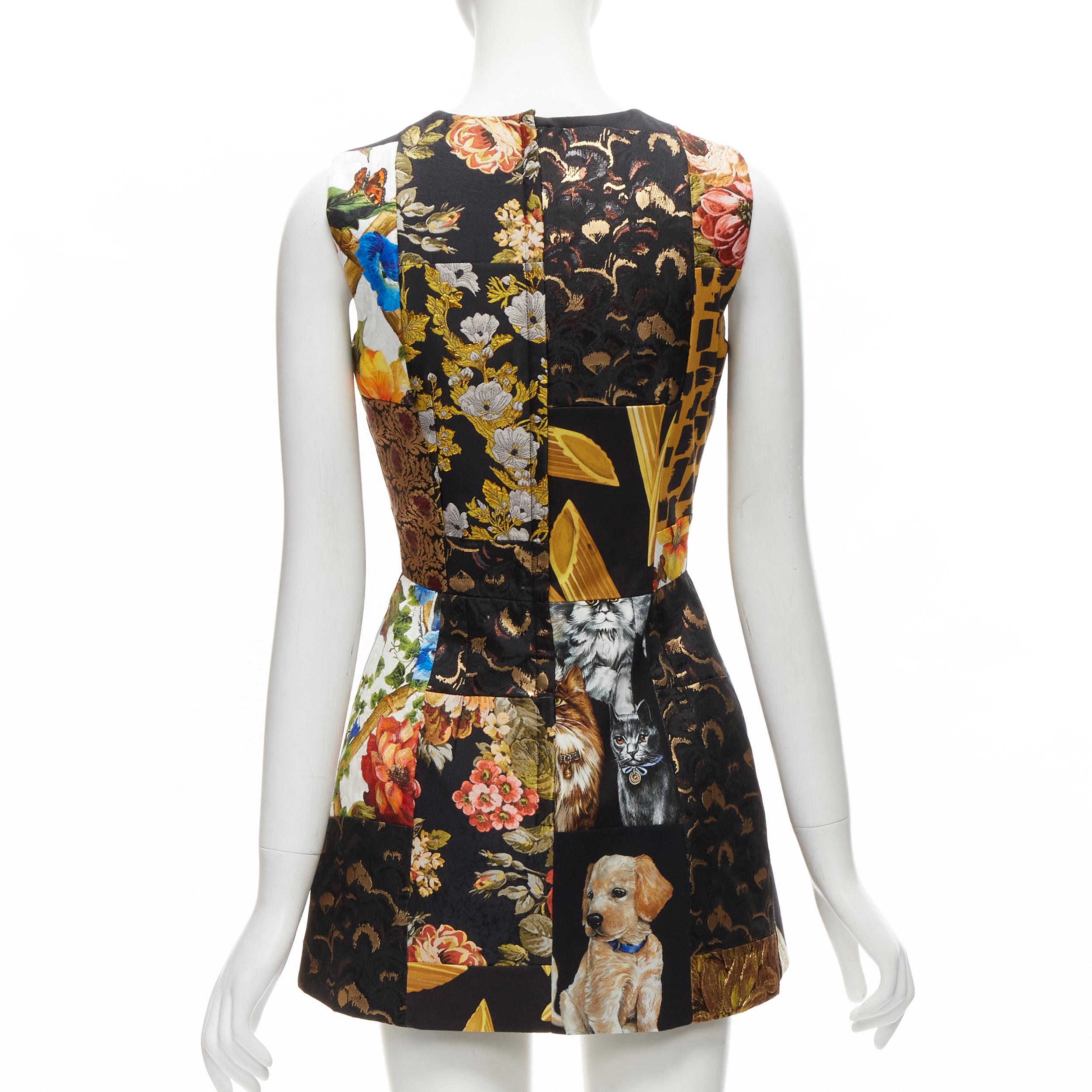 DOLCE GABBANA 2021 patchwork jacquard fabric panelled mini dress IT38 XS For Sale 1