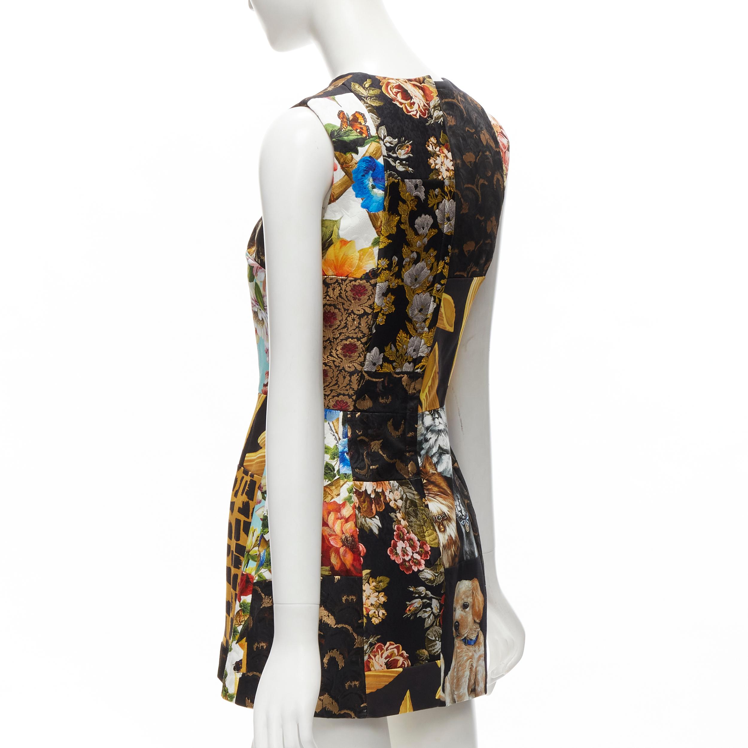 DOLCE GABBANA 2021 patchwork jacquard fabric panelled mini dress IT38 XS For Sale 2