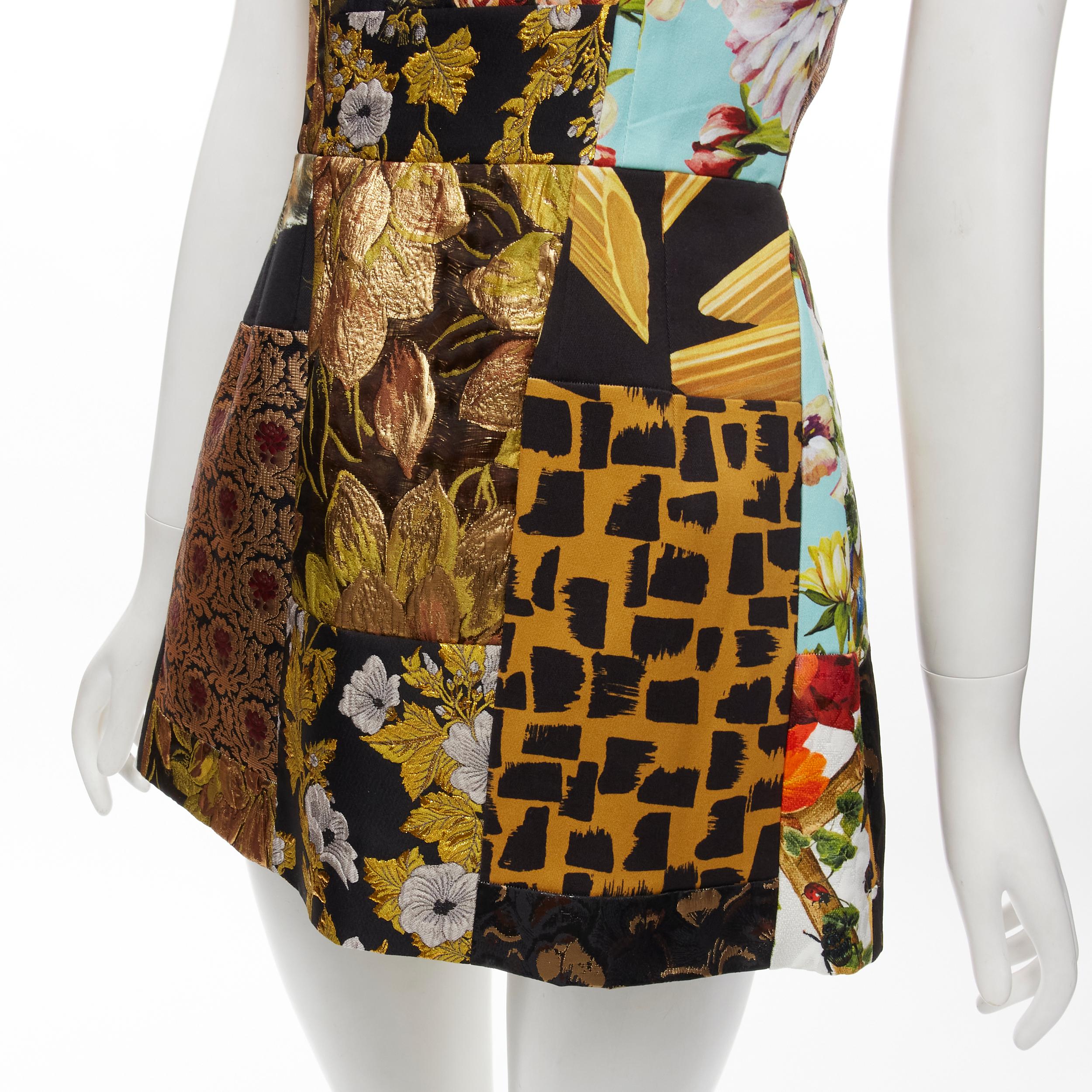DOLCE GABBANA 2021 patchwork jacquard fabric panelled mini dress IT38 XS For Sale 3