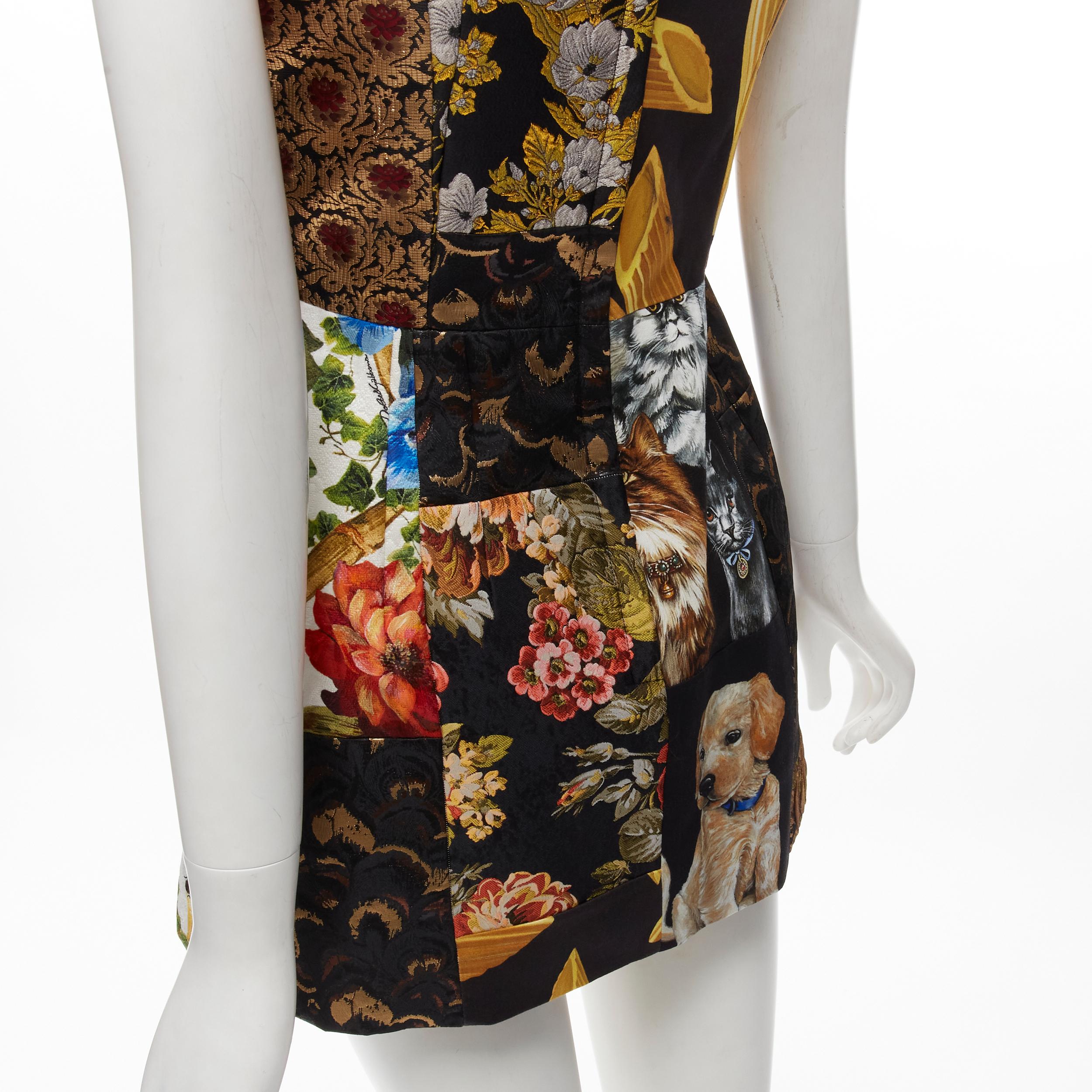 DOLCE GABBANA 2021 patchwork jacquard fabric panelled mini dress IT38 XS For Sale 5