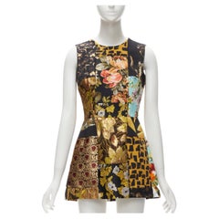 DOLCE GABBANA - Robe courte à panneaux en tissu jacquard patchwork, taille IT 38 XS, 2021