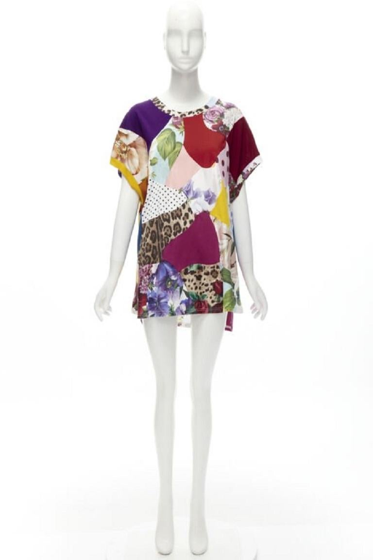 DOLCE GABBANA 2021 Sicilian Patchwork cap sleeve cotton casual dress IT38 XS For Sale 5