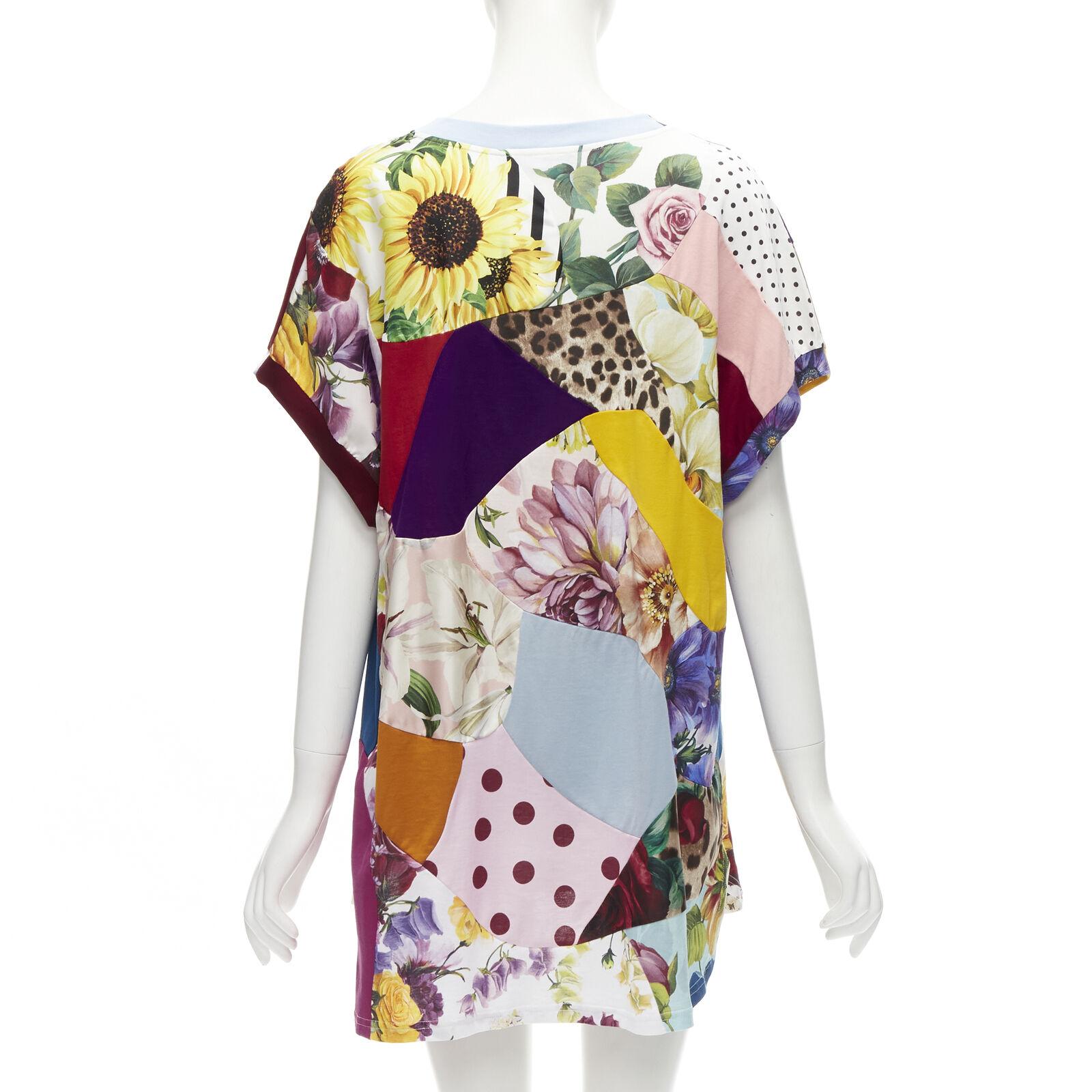 Women's DOLCE GABBANA 2021 Sicilian Patchwork cap sleeve cotton casual dress IT38 XS For Sale