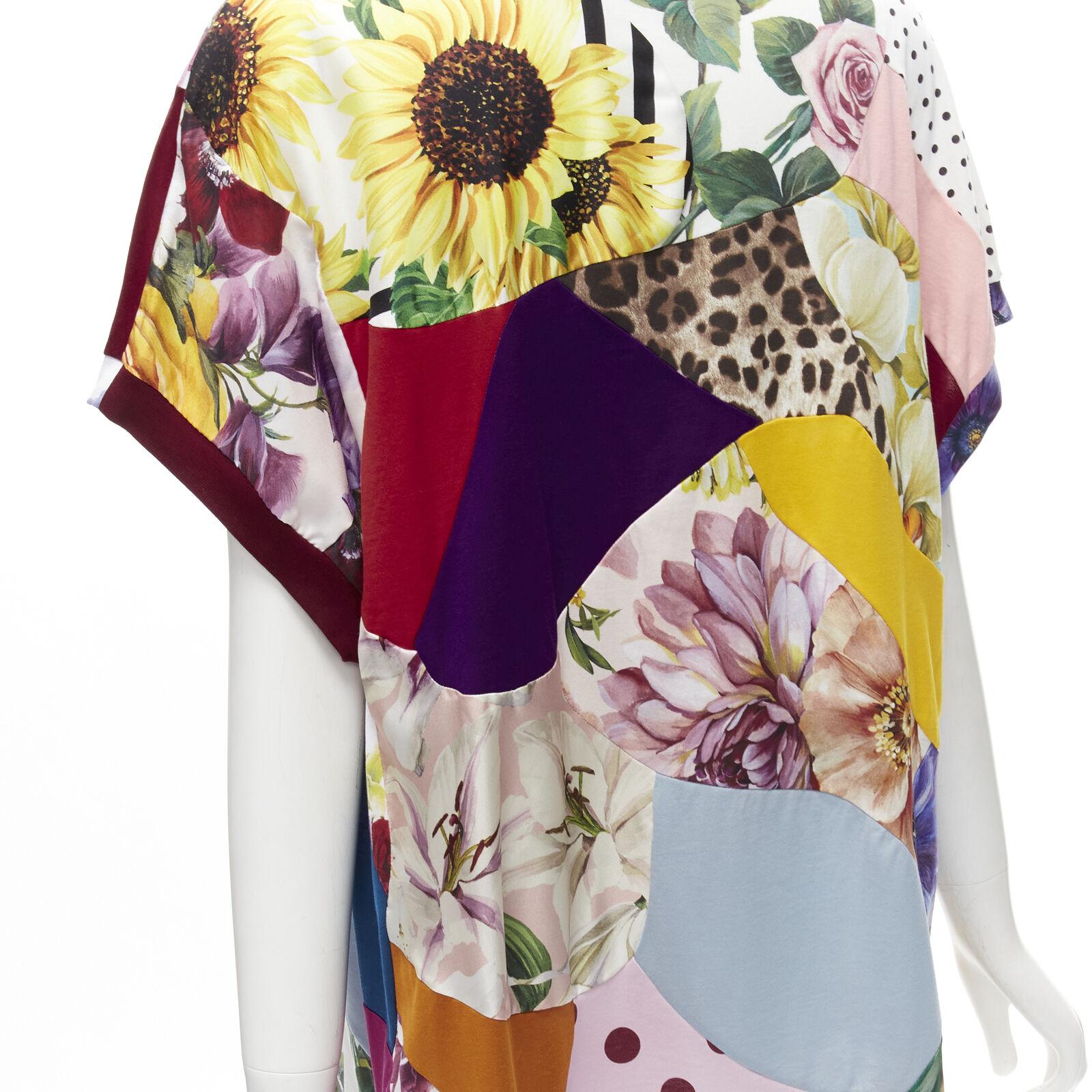 DOLCE GABBANA 2021 Sicilian Patchwork cap sleeve cotton casual dress IT38 XS For Sale 2