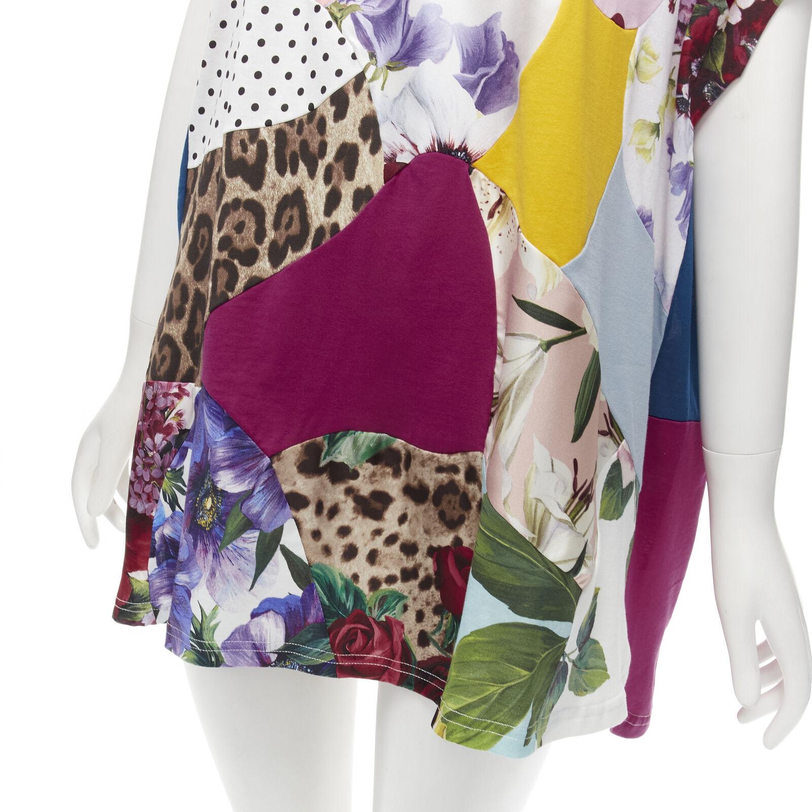 DOLCE GABBANA 2021 Sicilian Patchwork cap sleeve cotton casual dress IT38 XS For Sale 3