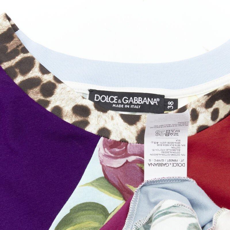 DOLCE GABBANA 2021 Sicilian Patchwork cap sleeve cotton casual dress IT38 XS For Sale 4