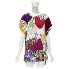 DOLCE GABBANA 2021 Sicilian Patchwork cap sleeve cotton casual dress IT38 XS