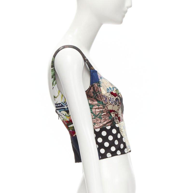 DOLCE GABBANA 2021 Sicilian Patchwork metallic jacquard boned bustier IT38 XS In Excellent Condition For Sale In Hong Kong, NT