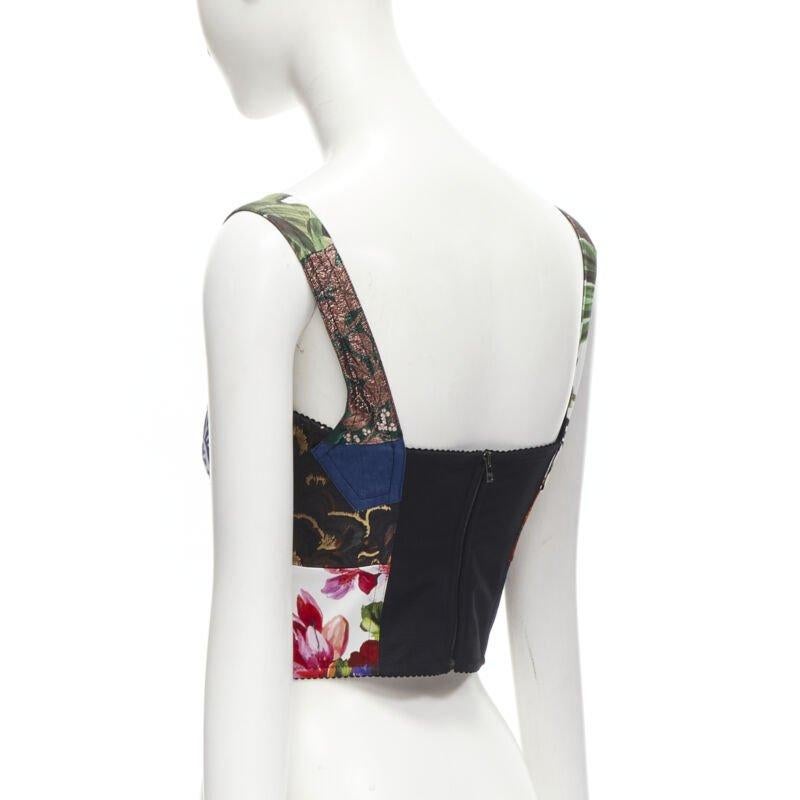 DOLCE GABBANA 2021 Sicilian Patchwork metallic jacquard boned bustier IT38 XS For Sale 1