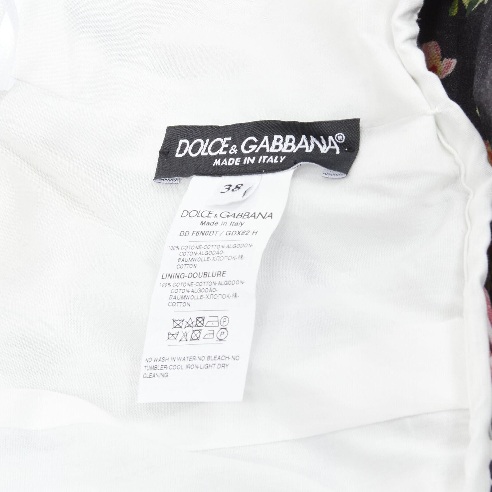 DOLCE GABBANA 2021 Sicilian Patchwork puff sleeve cotton poplin dress IT38 XS For Sale 5