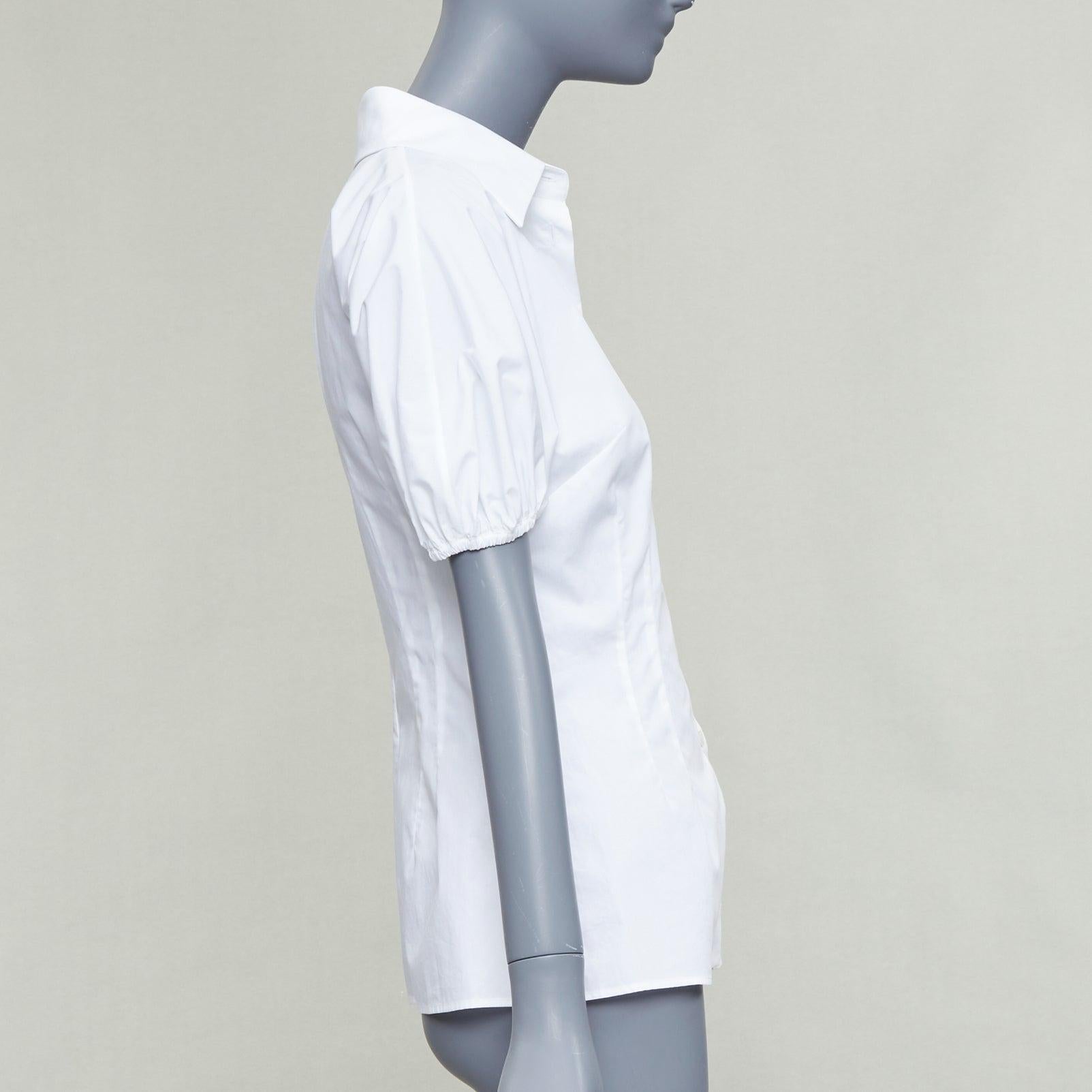 DOLCE GABBANA 2025 camisa blanca de algodón con mangas abullonadas y cintura ceñida IT38 XS en Excelente estado para la venta en Hong Kong, NT