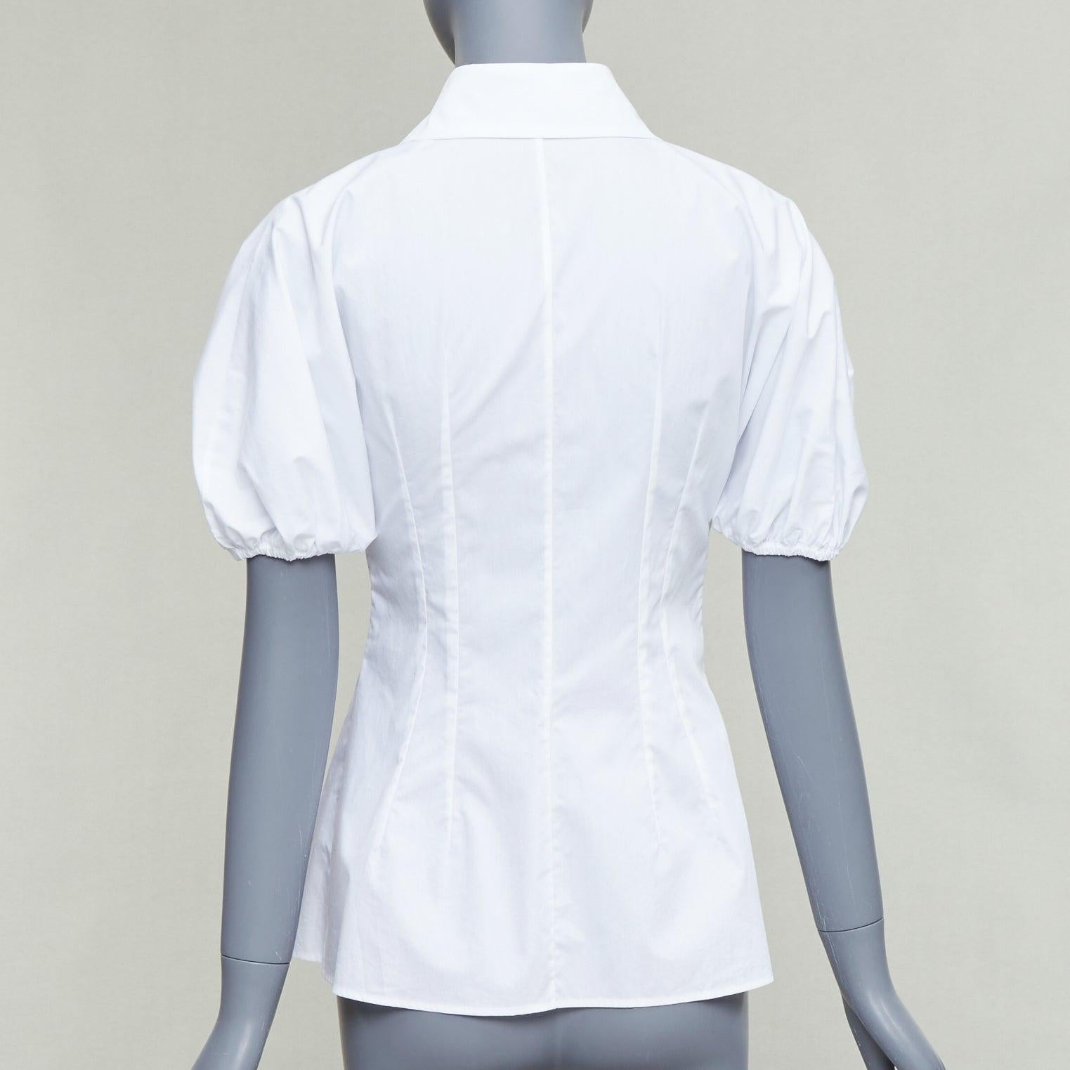 De las mujeres DOLCE GABBANA 2025 camisa blanca de algodón con mangas abullonadas y cintura ceñida IT38 XS en venta