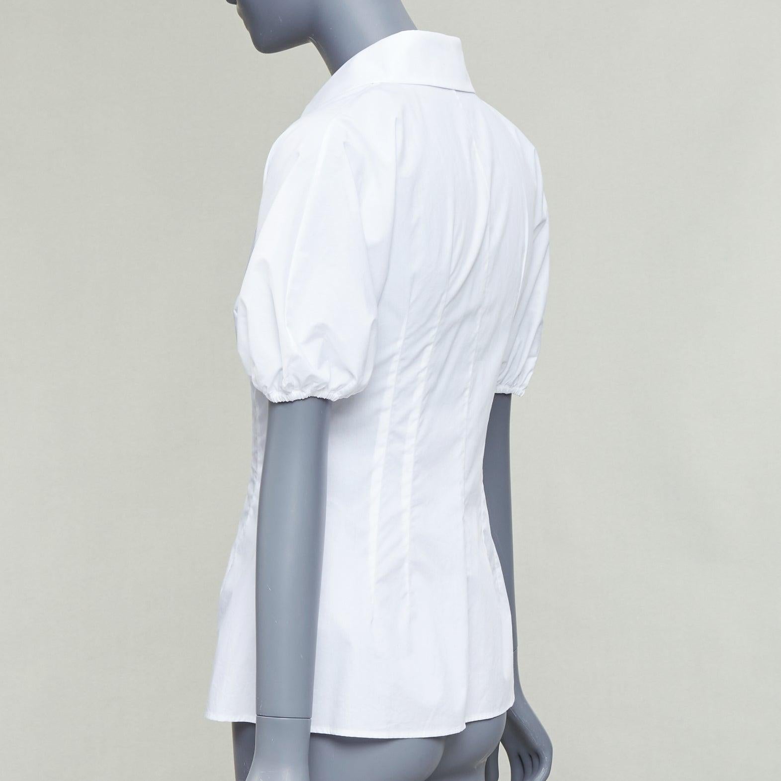 DOLCE GABBANA 2025 camisa blanca de algodón con mangas abullonadas y cintura ceñida IT38 XS en venta 1