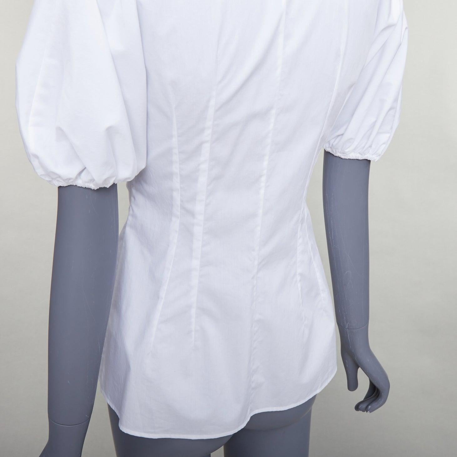 DOLCE GABBANA 2025 camisa blanca de algodón con mangas abullonadas y cintura ceñida IT38 XS en venta 2