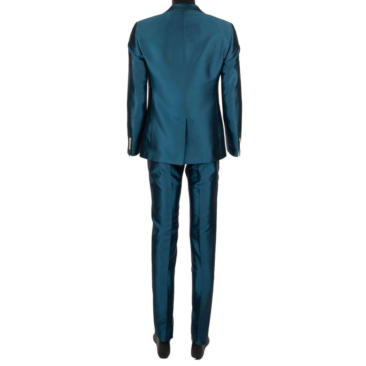 Dolce & Gabbana - 3 Piece Silk Suit Jacket Waistcoat SICILIA Blue 46 For Sale 3