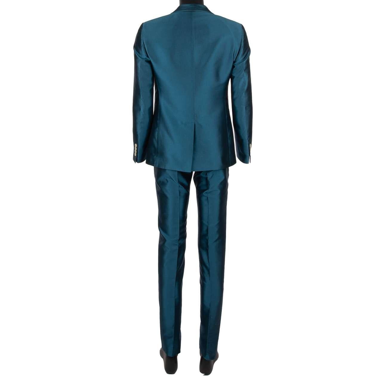Dolce & Gabbana - 3 Piece Silk Suit Jacket Waistcoat SICILIA Blue 52 For Sale 3