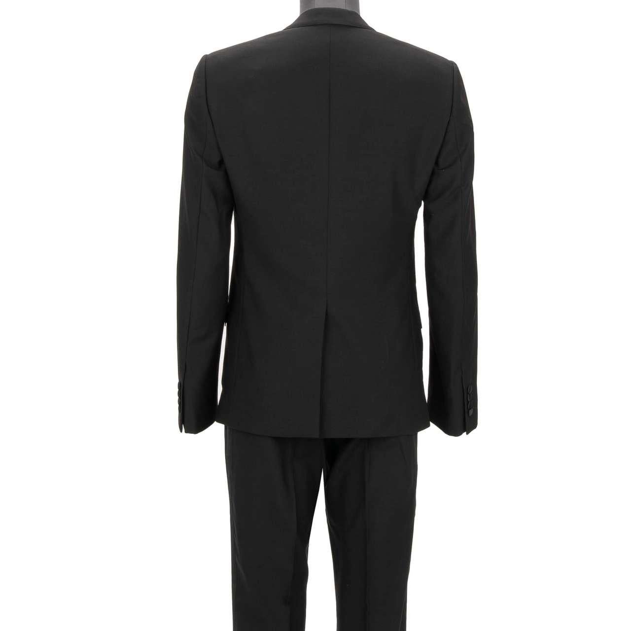 Dolce & Gabbana 3 Piece Silk Wool Suit Jacket Waistcoat MARTINI Black 48 For Sale 1