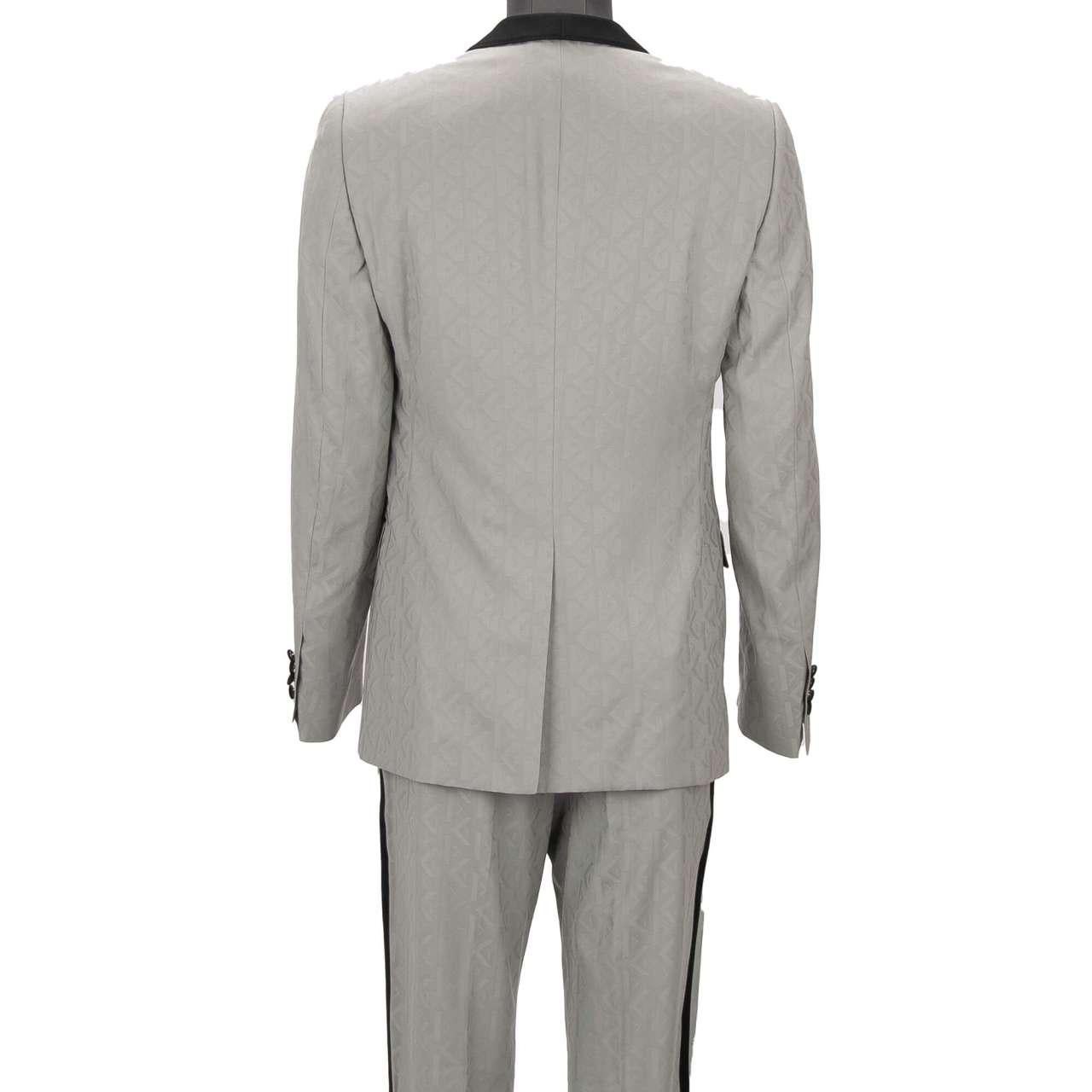 Dolce & Gabbana 3 Piece Silk Wool Suit Jacket Waistcoat MARTINI Gray 48 38 M For Sale 1