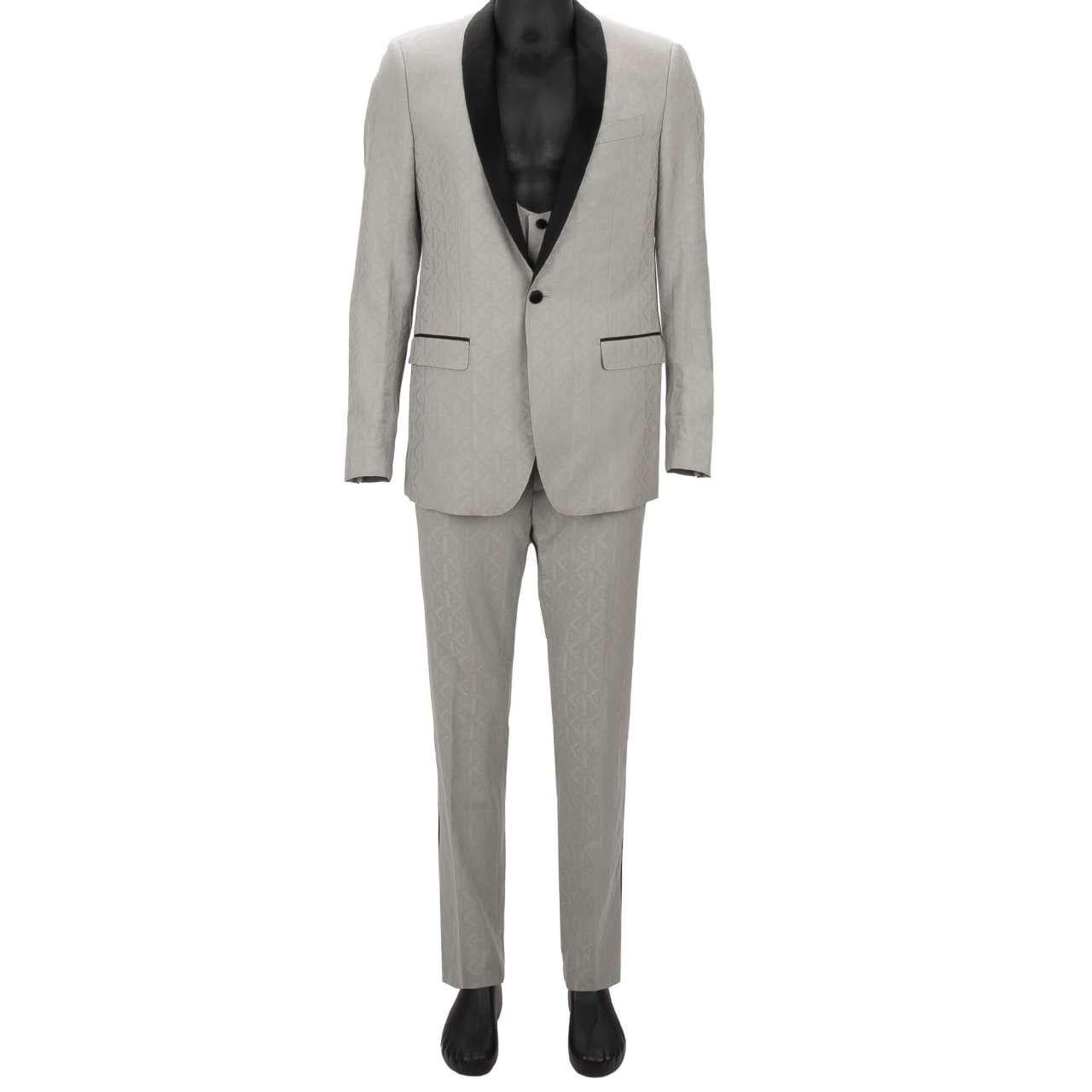 Dolce & Gabbana 3 Piece Silk Wool Suit Jacket Waistcoat MARTINI Gray 48 38 M For Sale 2
