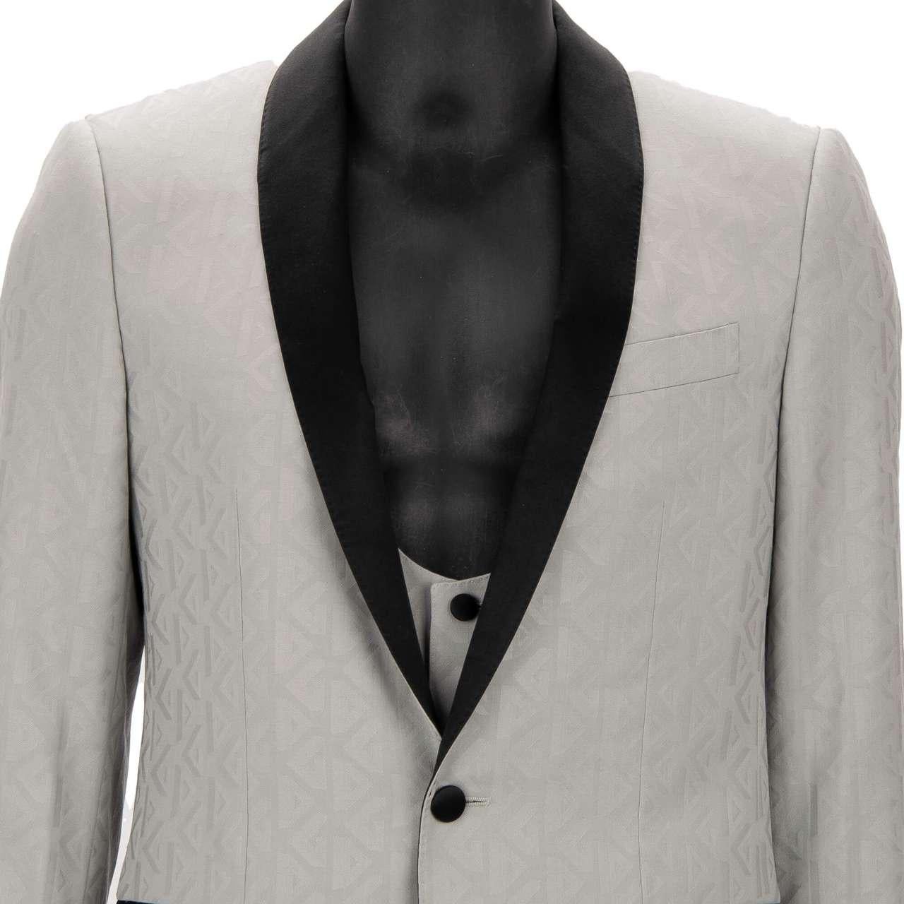 Dolce & Gabbana 3 Piece Silk Wool Suit Jacket Waistcoat MARTINI Gray 48 38 M For Sale 5