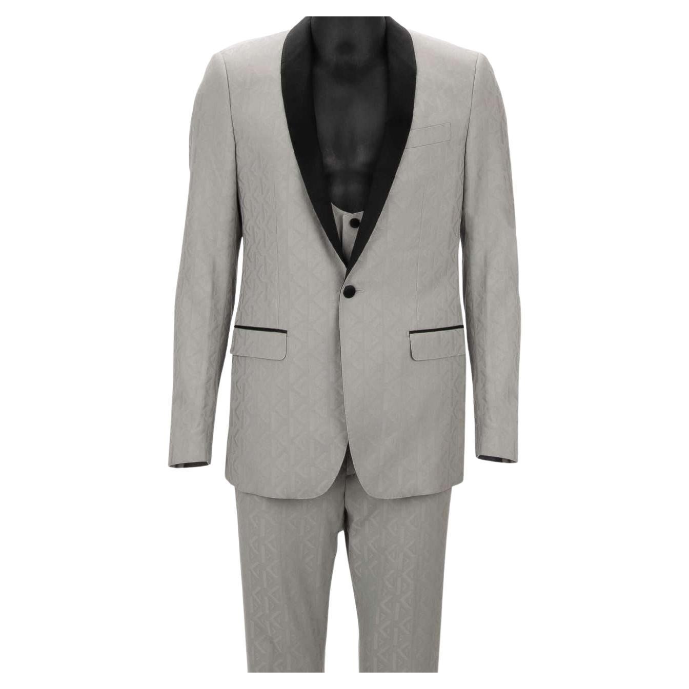 Dolce & Gabbana 3 Piece Silk Wool Suit Jacket Waistcoat MARTINI Gray 48 38 M For Sale