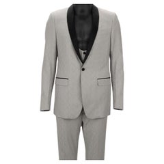 Dolce & Gabbana 3 Piece Silk Wool Suit Jacket Waistcoat MARTINI Gray 48 38 M