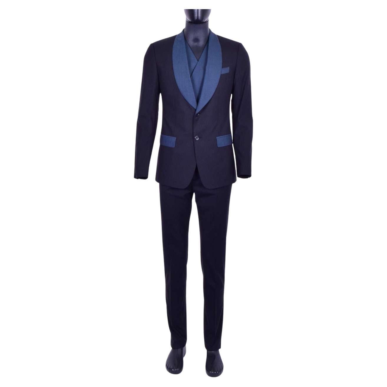 Dolce and Gabbana - 3-Piece Virgin Wool Tuxedo Style SuBlack Blue 58 ...