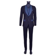 Dolce & Gabbana - 3-Piece Virgin Wool Tuxedo Style SuBlack Blue 58 3XL