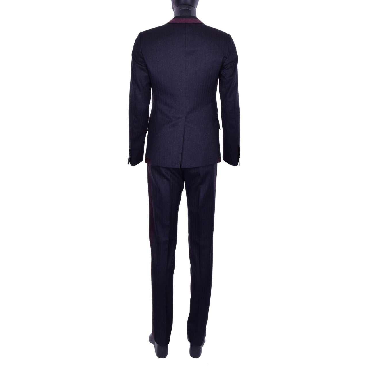Dolce & Gabbana - 3-Pieces Virgin Wool Suit Gray Bordeaux 46 For Sale 3