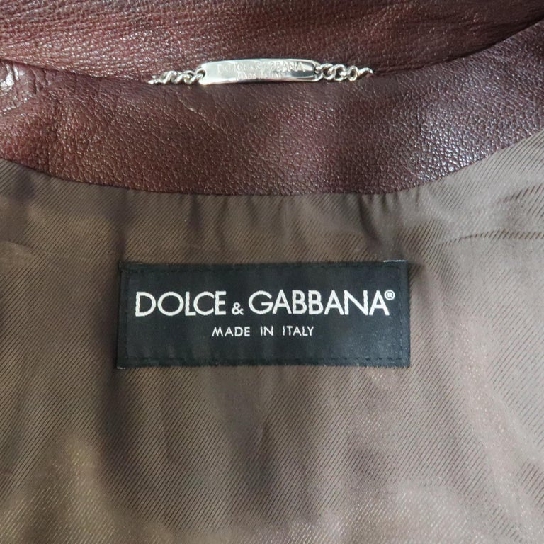 DOLCE and GABBANA 36 Burgundy Leather Bondage Strap Zip Up Bomber ...