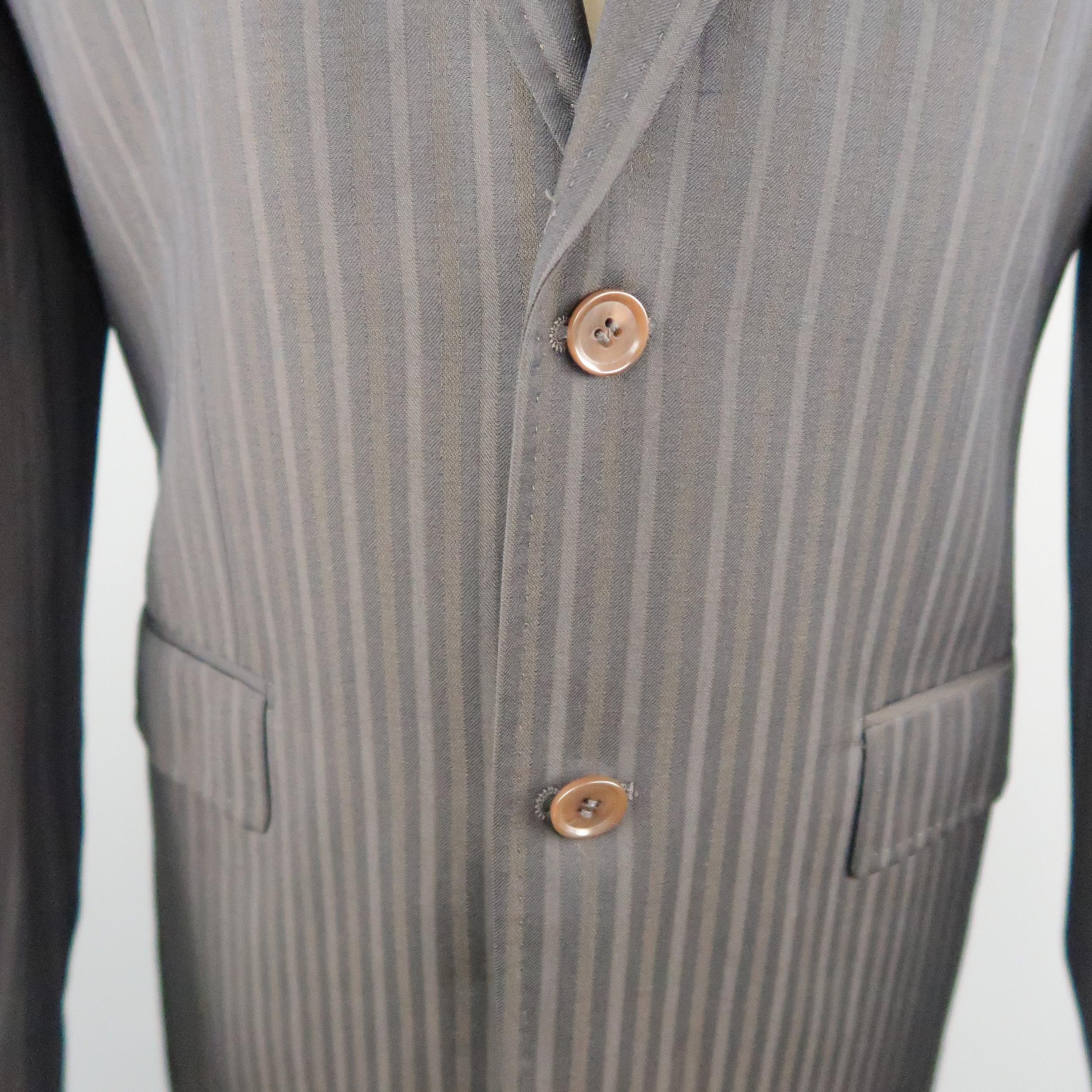 DOLCE & GABBANA 38 Brown & Navy Stripe Wool Notch Lapel Sport Coat In Excellent Condition In San Francisco, CA