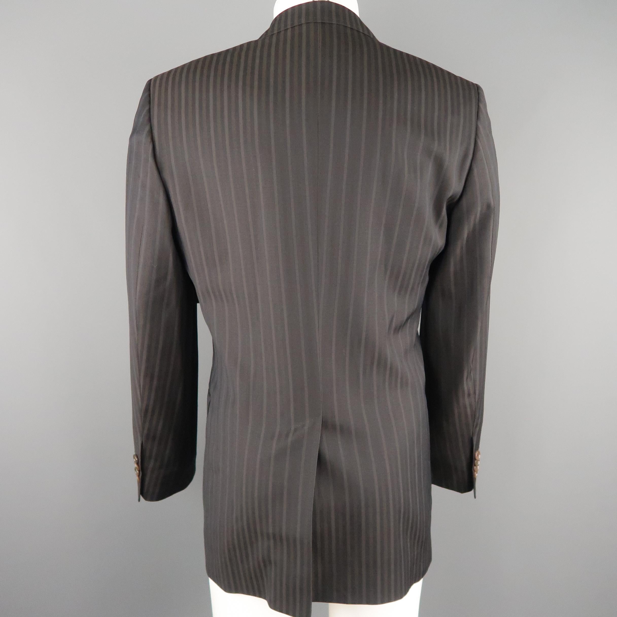 Men's DOLCE & GABBANA 38 Brown & Navy Stripe Wool Notch Lapel Sport Coat