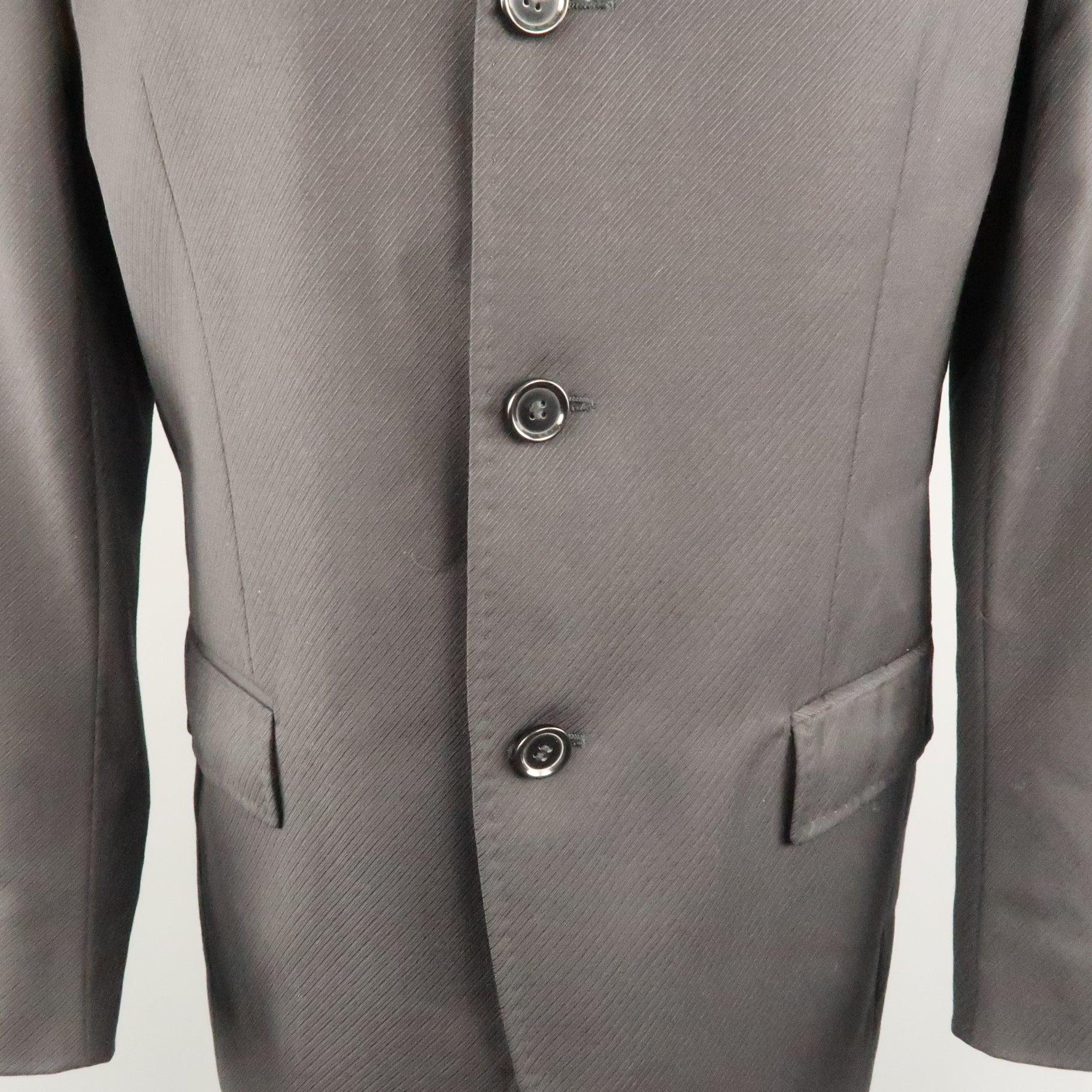 Men's DOLCE & GABBANA 38 Short Black Diagonal Stripe Wool Notch Lapel  Sport Coat For Sale