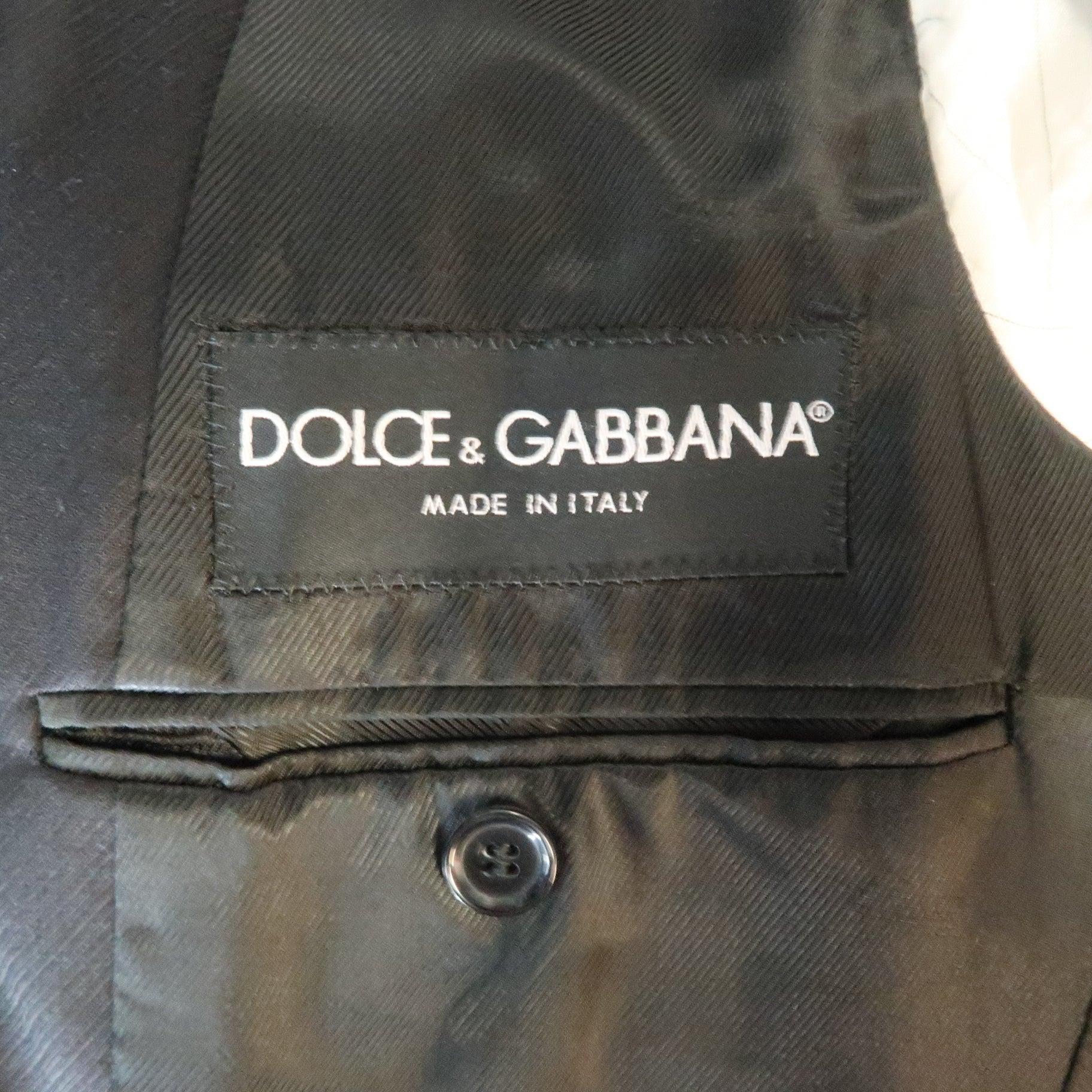 DOLCE & GABBANA 38 Short Black Diagonal Stripe Wool Notch Lapel  Sport Coat For Sale 2