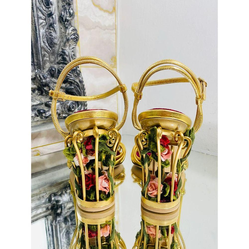 Women's Dolce & Gabbana 3D Rose Cage Sandals For Sale