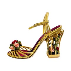 Used Dolce & Gabbana 3D Rose Cage Sandals