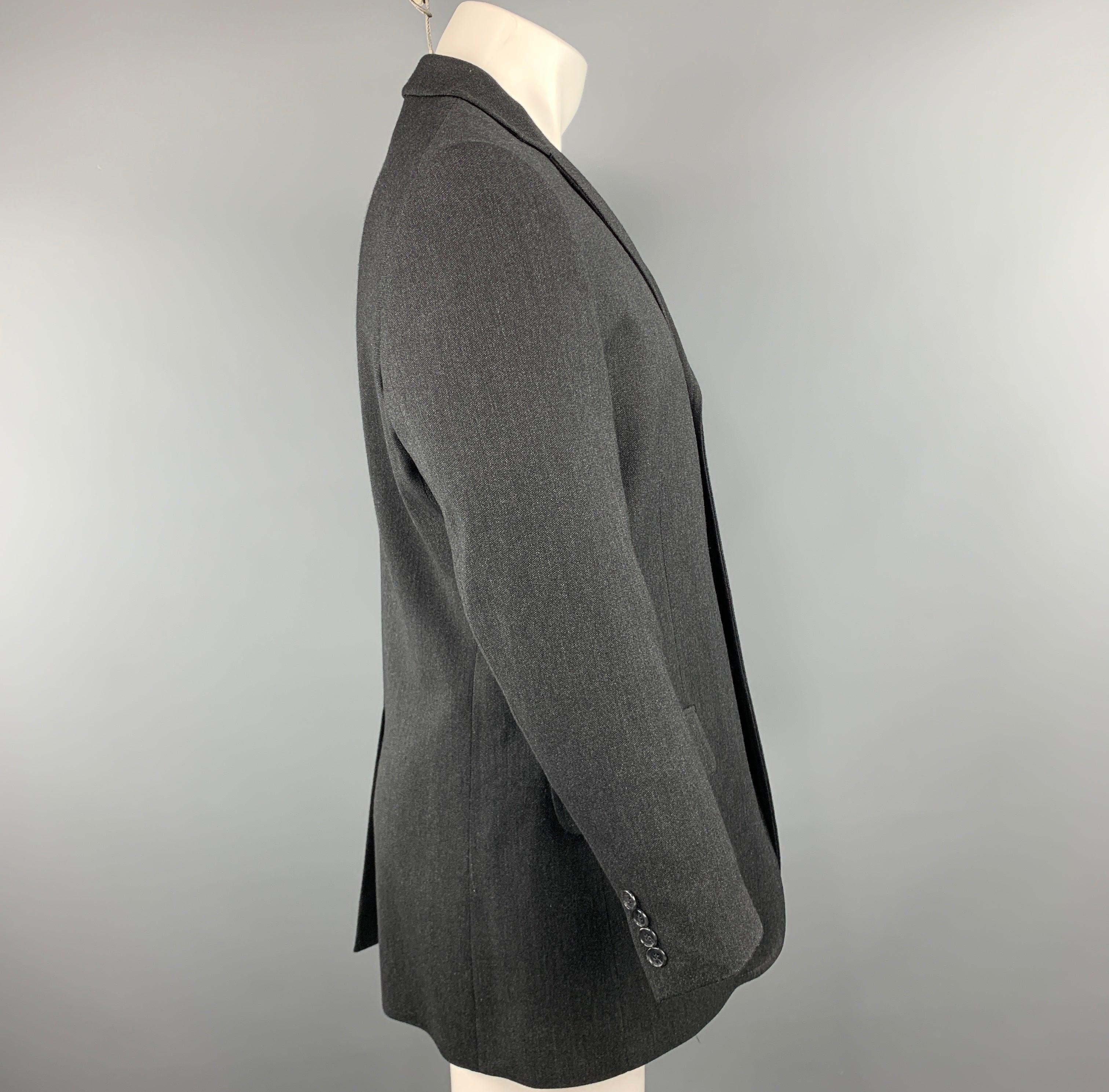 Men's DOLCE & GABBANA 40 Charcoal Solid Wool Blend Notch Lapel  Sport Coat For Sale