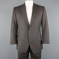 DOLCE & GABBANA 42 Regular Charcoal Pinstripe Wool Notch Lapel Suit