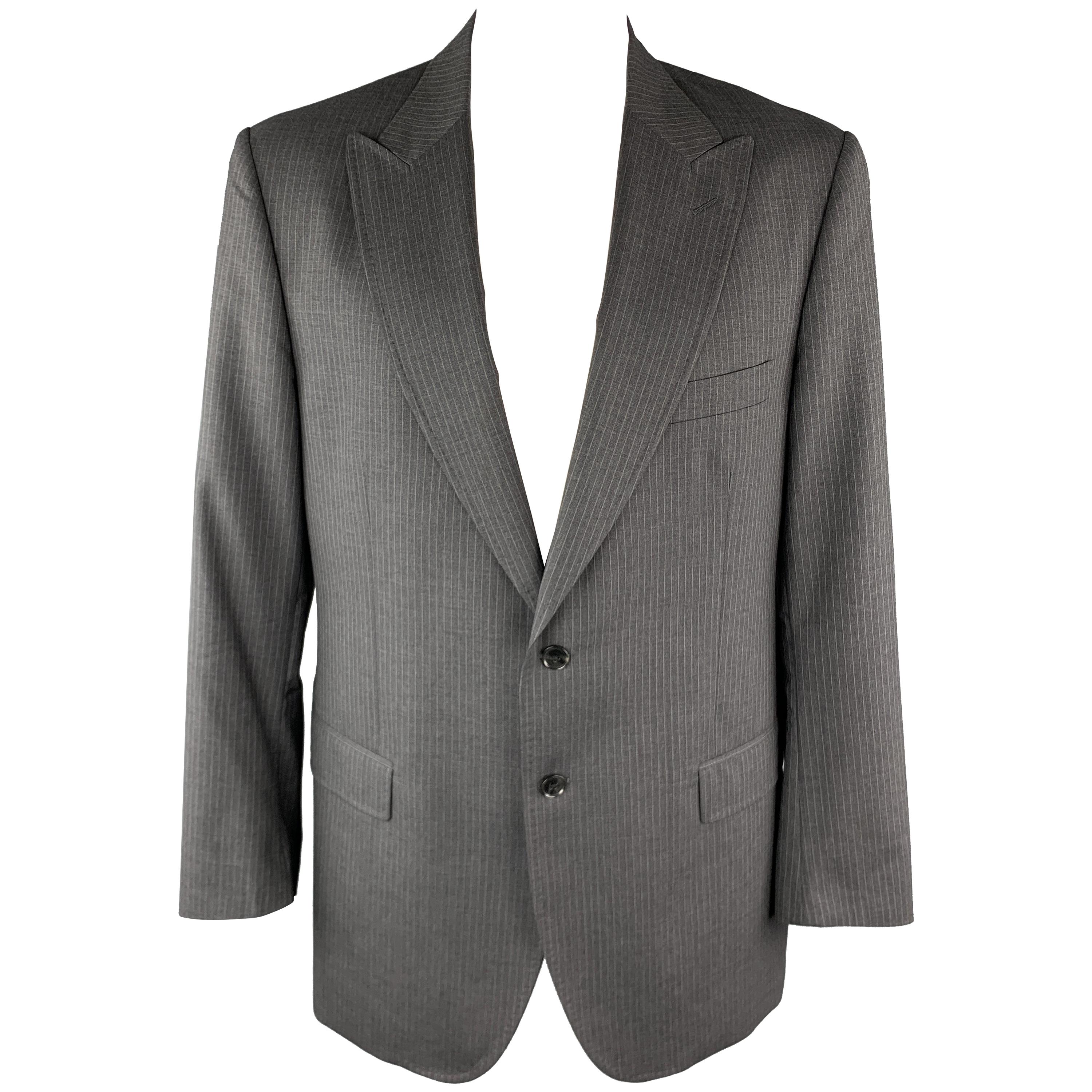 DOLCE and GABBANA 48 Long Charcoal Stripe Wool Peak Lapel Sport Coat For  Sale at 1stDibs