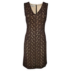 DOLCE & GABBANA - 80s Super-rare Vintage Brown Lace Sheath Dress | Size 4US 36EU